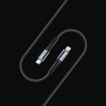 Shadow Pro Charging Cable, 1M Long Length with 48 weave Braided Cable, 3A Super Fast Charging, Braided Cable, Type C to Lightning , PVC Material (Black)