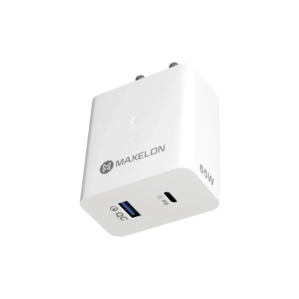 MAXELON - MX-655, 65W Dual Port Fast Charger QC/PD, 2 in 1 USB & Type C Fast Charger Adapter