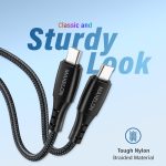 Core Plus Type-C To Type-C ,3.0A  Nylon Braided Cable (1m)  60W (Black & White) - Image 8