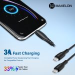 Core Plus Type-C To Type-C ,3.0A  Nylon Braided Cable (1m)  60W (Black & White) - Image 9