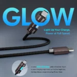Glow 48 Weave Braided Indestructible Cable, Tinted Copper 1.5m, 100W Watt Super Fast Charging with lighting to C, Type C Laptops, (Grey & black) - Image 3