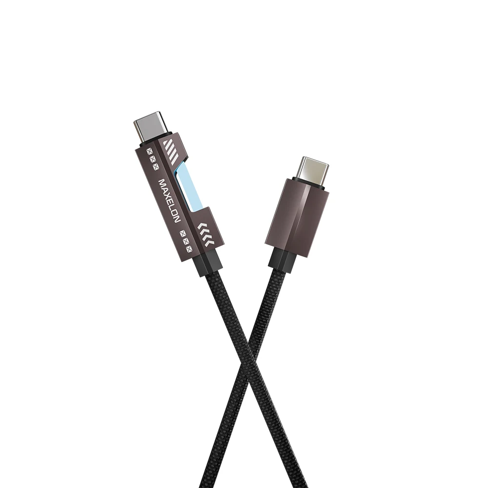 Glow-Type-C-to-C.webp Glow 48 Weave Braided Indestructible Cable, Tinted Copper 1.5m, 100W Watt Super Fast Charging with type C to C, Type C Laptops, (Grey & black) - Image 1