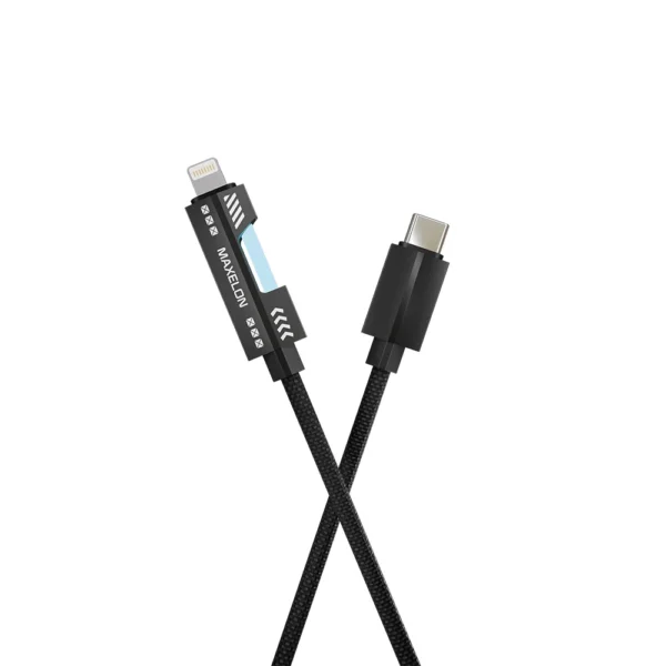 Glow 48 Weave Braided Indestructible Cable, Tinted Copper 1.5m, 100W Watt Super Fast Charging with lighting to C, Type C Laptops, (Grey & black)