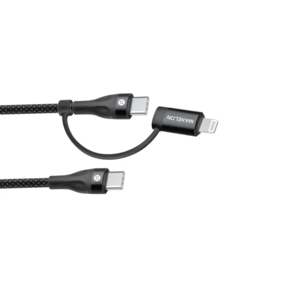 Rapid Plus Charging Cable, 1M Long Length, 3A Super Fast Charging, Braided Cable Micro USB, Type C, Lightning , PVC Material, (Black & Red)