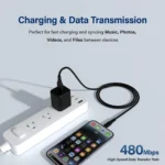 Link Usb to lightning  (1m) 2.4A fast charging ( White & Black ) - Image 3