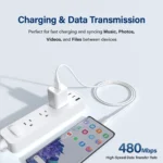 Link USB to Type C  (1m) 2.4A fast charging ( White & Black ) - Image 3