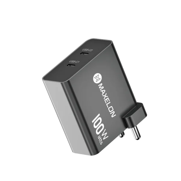 MAXELON - MX-100, DR VAKU® 25W PD Dual Port Charger Type C Adapter, 2.0 Multiple Protection Fast Charging Adaptor- Black