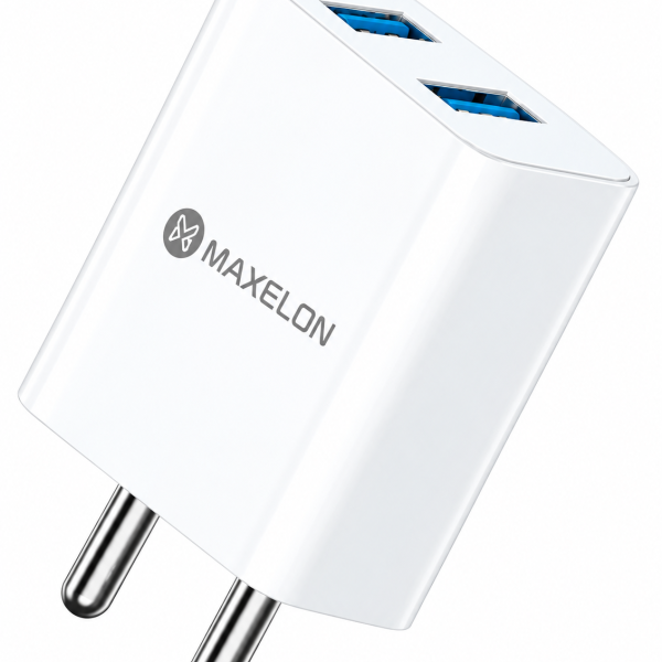 Maxelon Charger MX-311 3.1A Fast Charger | Dual USB Ports | Fireproof Material | Safety Assurance | V8 / Type-C Cable Compatibility | Portable Everyday Charging