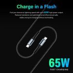 Shadow Pro Charging Cable, 1M Long Length with 48 weave Braided Cable, 3A Super Fast Charging, Braided Cable Type C to Type C PVC Material (Black) - Image 3