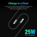 Shadow Pro Charging Cable, 1M Long Length with 48 weave Braided Cable, 3A Super Fast Charging, Braided Cable, Type C to Lightning , PVC Material (Black) - Image 3