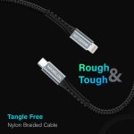 Shadow Pro Charging Cable, 1M Long Length with 48 weave Braided Cable, 3A Super Fast Charging, Braided Cable, Type C to Lightning , PVC Material (Black) - Image 6