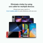 Spark 3 in 1 Charging Cable Metal Pin Nylon PVC Cable (Black) - Image 4