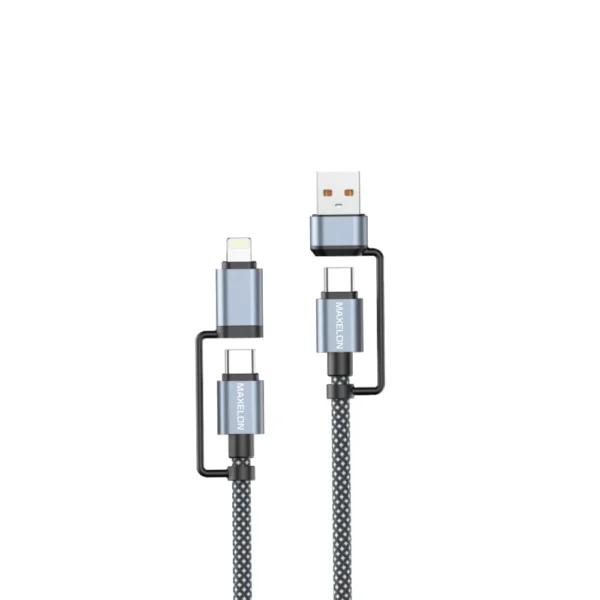 Zapp Multi Charging Cable, 4 in 1 Nylon Braided, 100 Watt Super Fast Charging Cords, Multiple Charger Cable with Lightning/Type C/Micro USB Connectors for iPhones Android Tablets(Blue, Black)