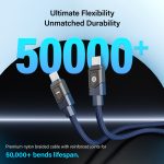 Maxelon MEGA 120W Type C to C Cable with Power Indicator, 1m (Blue) Nylon Braided, 5-Core Tinned Copper, Fast Charging & Data Sync for iPhone 15 Series, iPad, Samsung Galaxy, MacBook - Image 2