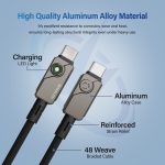 Maxelon Nitro100W Type C to C Cable with Power Indicator, 1m (Black) Nylon Braided, 5-Core Tinned Copper, Fast Charging & Data Sync for iPhone 15 Series, iPad, Samsung Galaxy, MacBook - Image 5