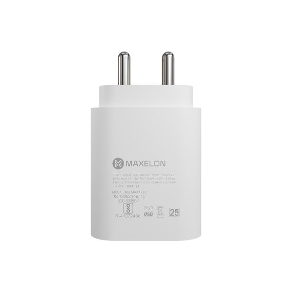 MAXELON - MX-252 25W C-Type Super Fast Adapter | Super Fast Charger Adapter Fast Charging Mobile Adapter | Supports Samsung PSP, Fast charge 2.0 and other Android protocols
