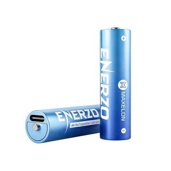 Maxelon AA Enerzo Type C Rechargeable Batteries, Pack of 2, Lithium Ion Cell Composition, Up to 1480mAh Capacity, with a 1.5V, 1480mAh (2220mWh) lithium cell