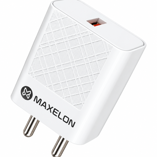 Maxelon Charger MX-244 12W Fast Charger | USB-A Port | Overvoltage Protection | Overload Protection | Overtemperature Protection | V8 / Type-C Cable Compatible | Compact & Travel-Friendly Design