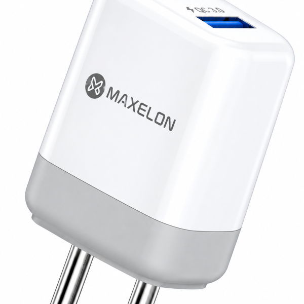 Maxelon Charger MX-255 2.4A Fast Charger | Dual USB Ports | Fireproof Material | Safety Assurance | V8 / Type-C Cable Compatible | Compact & Travel-Friendly Design