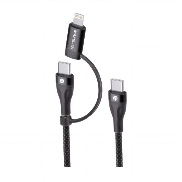 Hybrid Pro 2-in-1 Nylon 87W Fast Charging Cable    2-in-1 Design | 1200mm Length | Durable Nylon Braided Build | Anti-Pull Bending Protection | Flexible & Durable | White & Black Finish